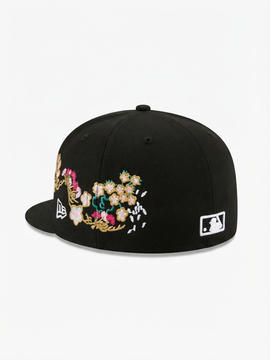 Oakland A’s Floral Embroidery – Black worn by a model, photo 1